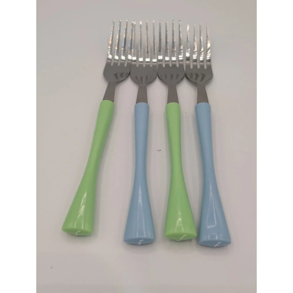 12pc Stainless Steel Flatware Set Mint Green Sky Blue Forks Knives Spoons
